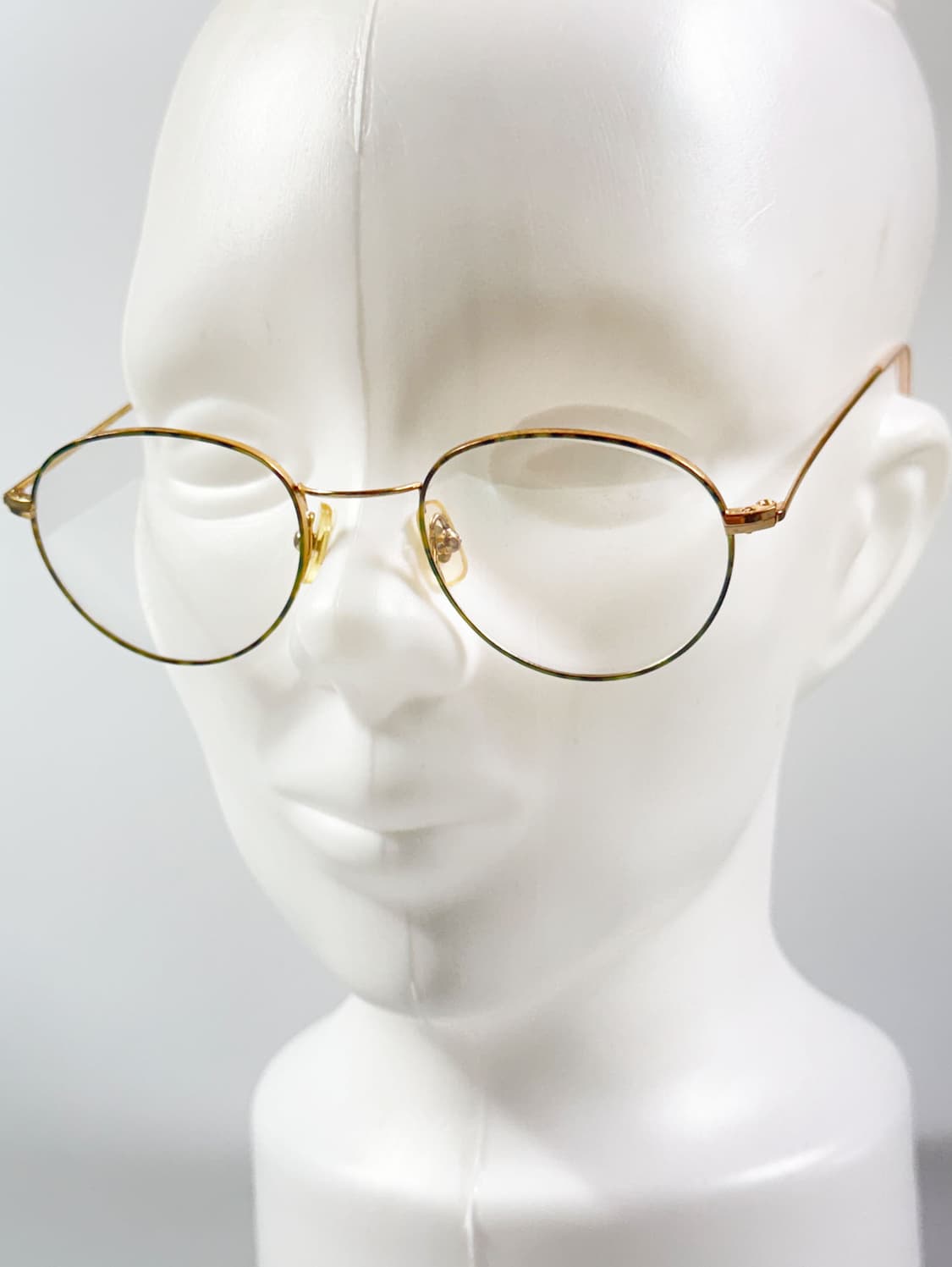 90s 유로피안 클래식 골드 그린 마블 슬림 라운드 빈티지 안경 상품이미지8