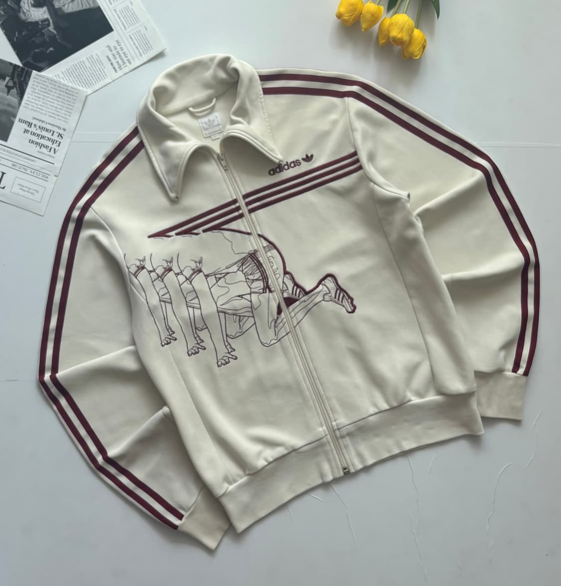 adidas 아디다스 빈티지 크림 런닝 트랙탑 상품이미지1