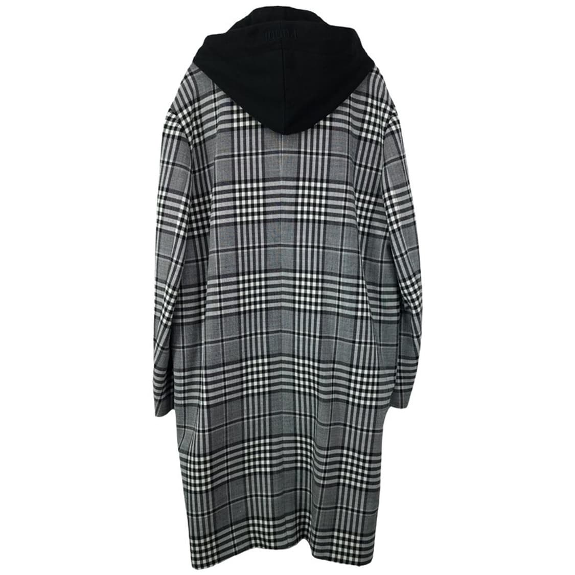 [준지] 18 F/W 후드 레이어링 오버사이즈 체크 롱 코트 P01549 상품이미지3