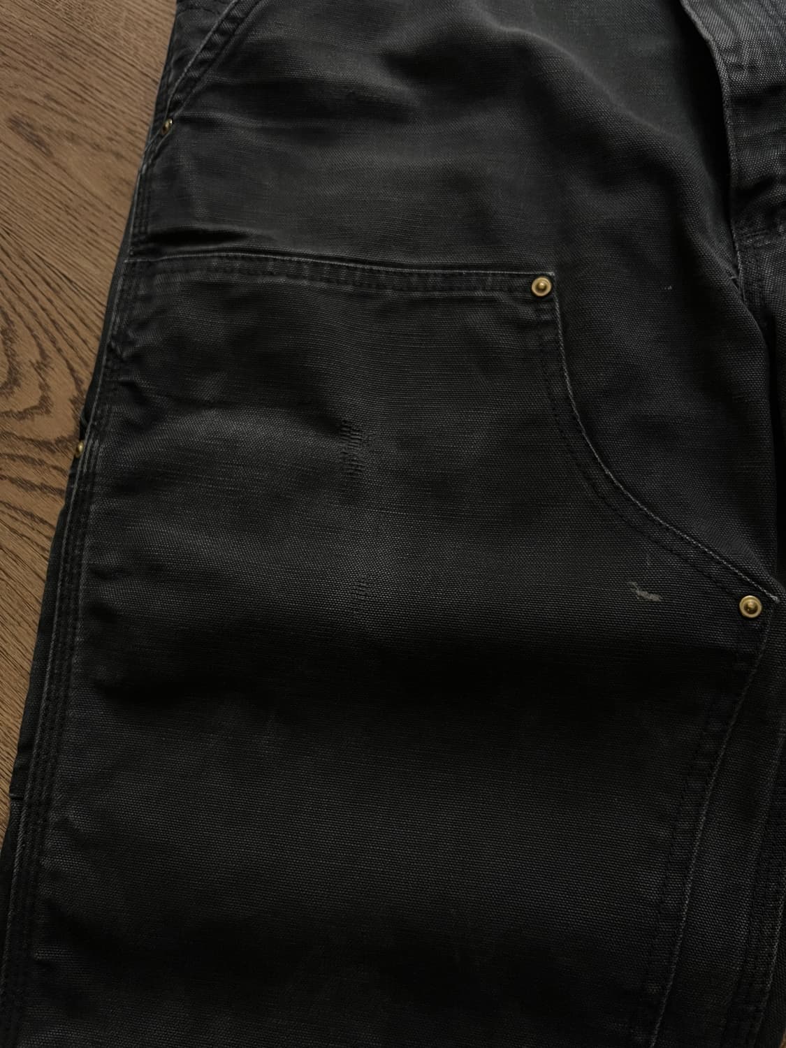 [36]칼하트 Made in USA 빈티지 페이딩 블랙 더블니 워크 팬츠 상품이미지5