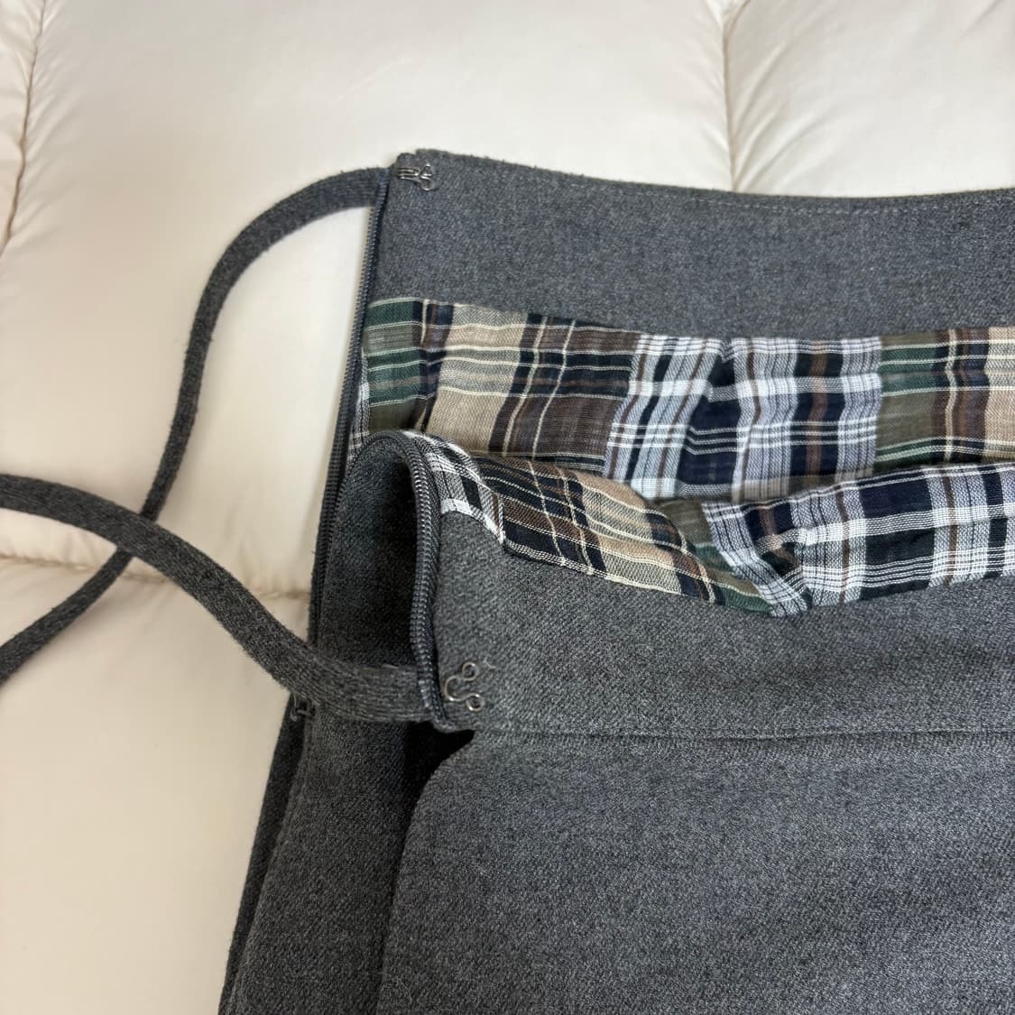 코이세이오 RIBBON DOUBLE SKIRT GREY 상품이미지8