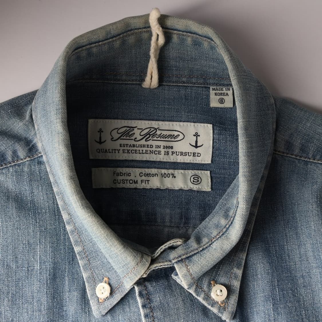더리줌 워싱 버튼다운 데님 셔츠 S 상품이미지5