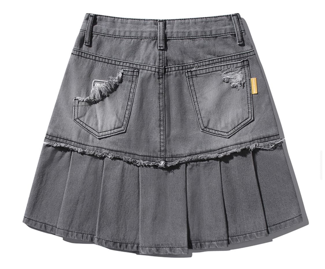 메인부스 Damage Denim Skirt(GRAY) 상품이미지2
