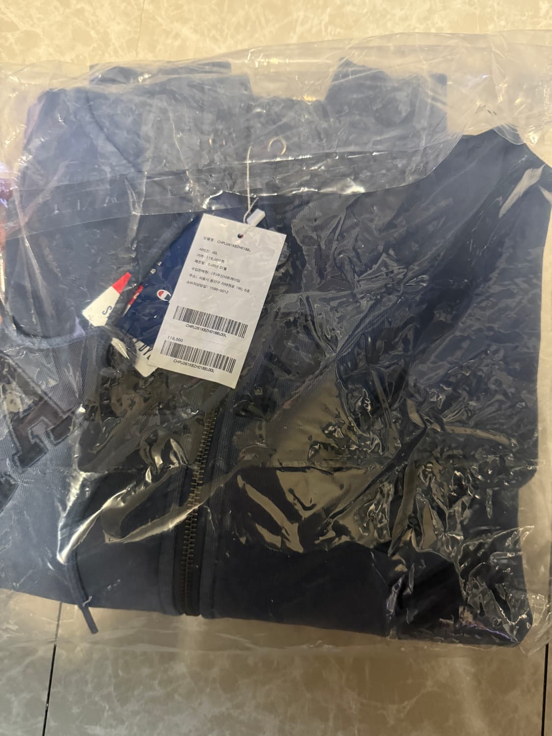 L사이즈 챔피온 아치로고 가먼트다잉 후드집업 블루 상품이미지1