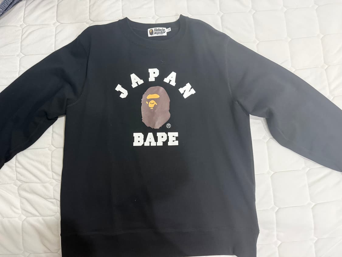 베이프 JAPAN BAPE 블랙 크루넥 스웨트 셔츠 상품이미지1