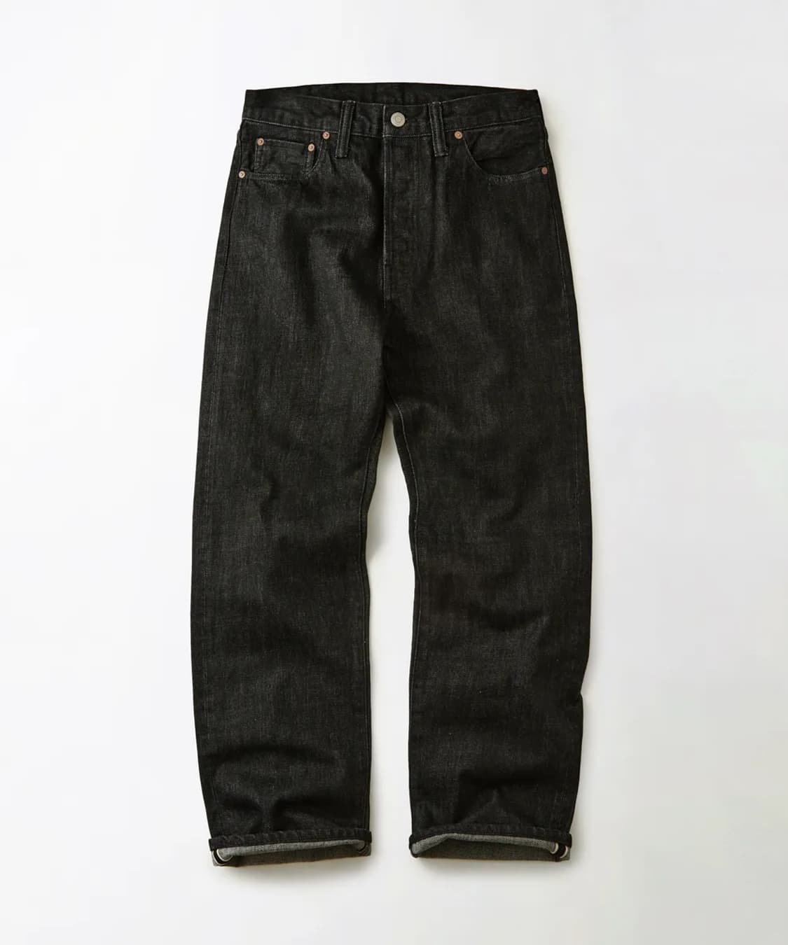 아웃스탠딩 40S SELVEDGE STRAIGHT PANTS 블랙 상품이미지1