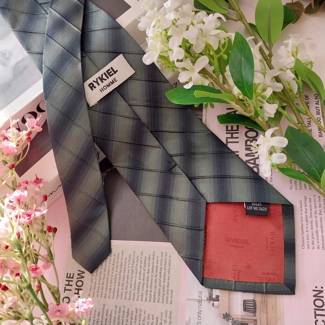 소니아리키엘 실크 그린 스트라이프 넥타이 9.9cm A+등급 K1552
 상품이미지6