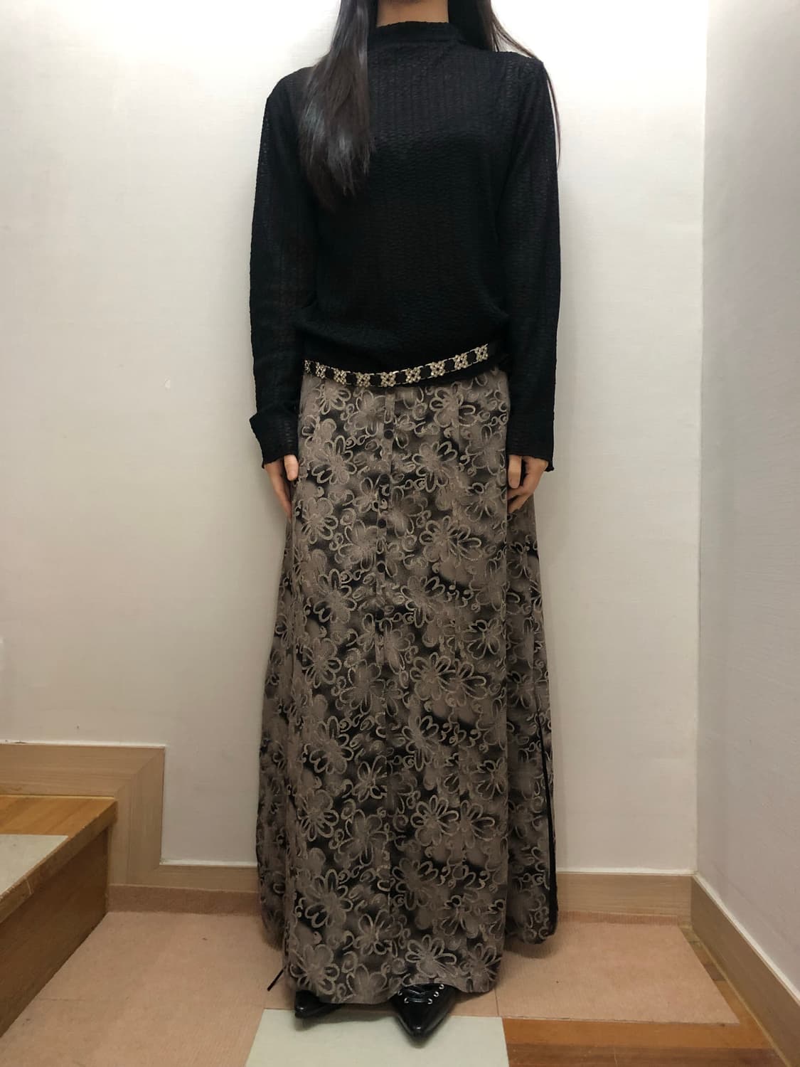 빈티지 블랙 패턴 탑 상품이미지4