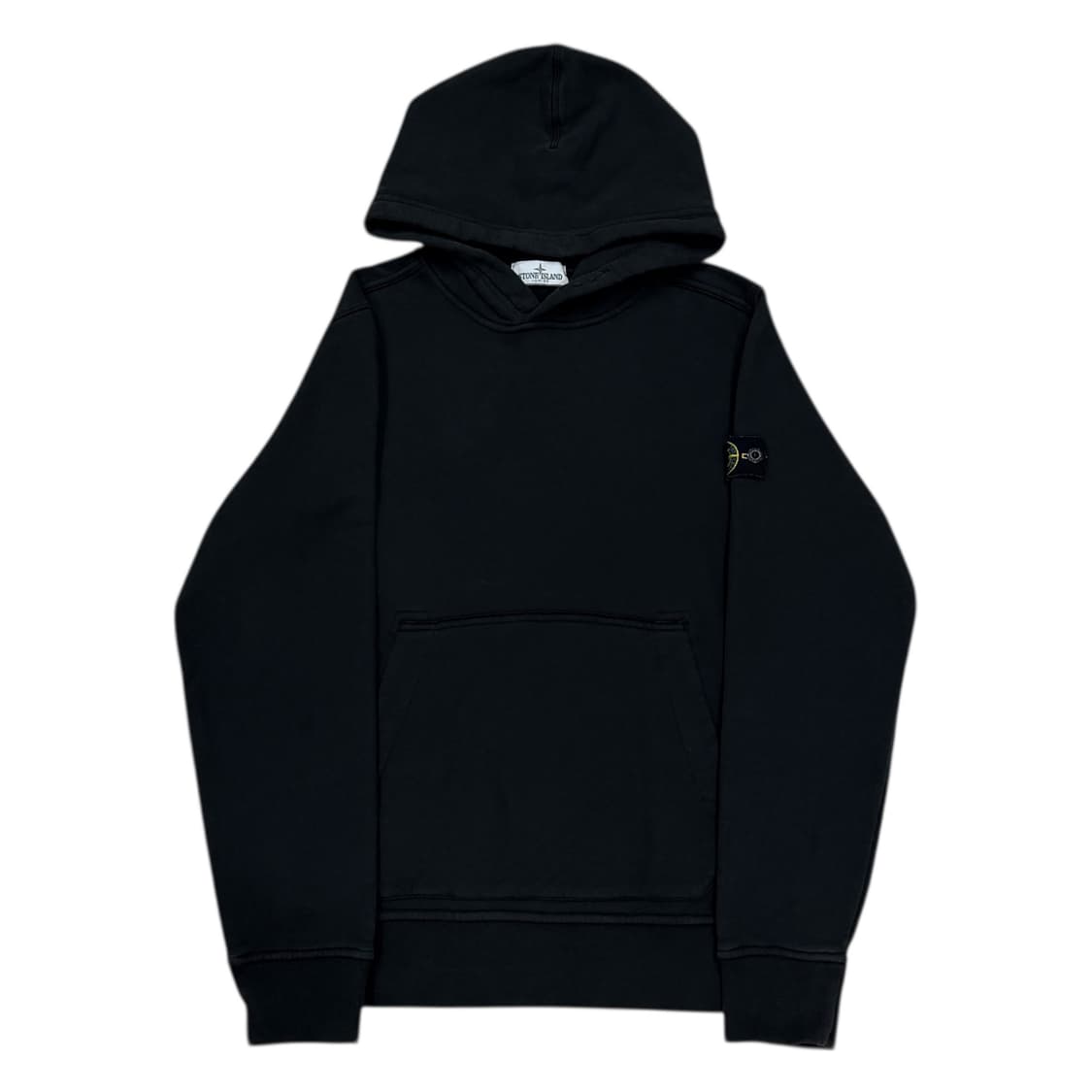 스톤아일랜드 빅로고 와펜 기모 스웻 후드티 블랙 12Y 상품이미지1