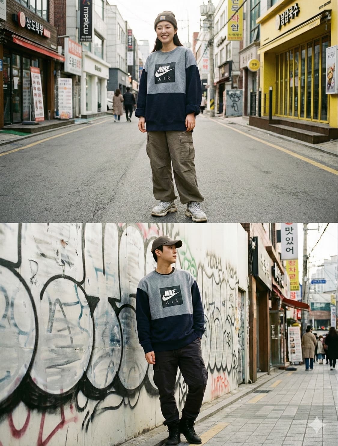 NIKE AIR 패널 배색 기모 맨투맨 XL 상품이미지1