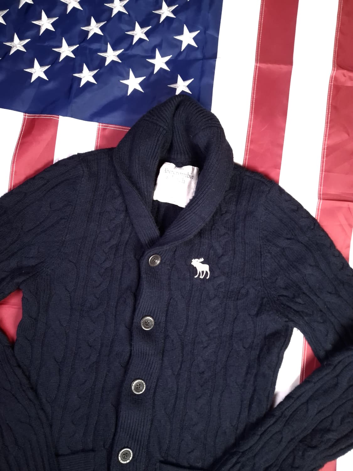 오리지날 아베크롬비 숄카라 케이블 꽈배기 가디건 상품이미지2