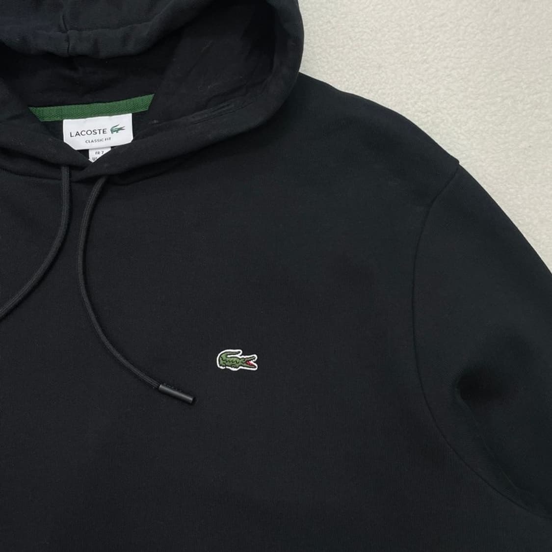 LACOSTE 로고 후드티 블랙 XXL 상품이미지3