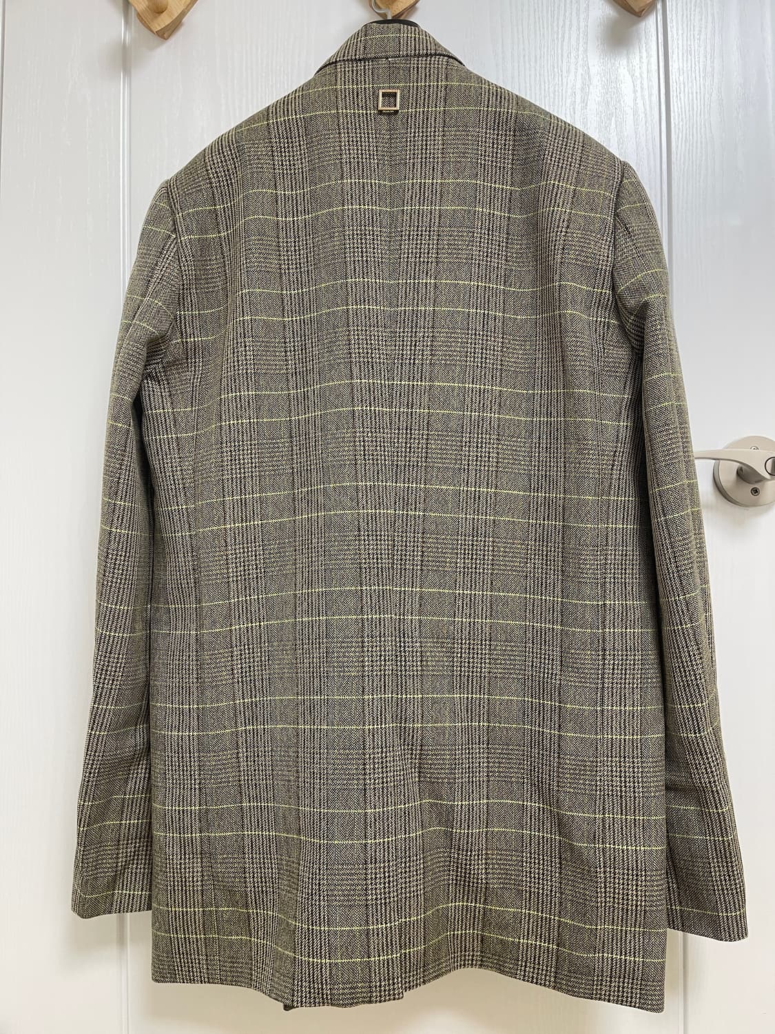 우영미 브라운 체크 롱 더블 자켓 50 사이즈 상품이미지2