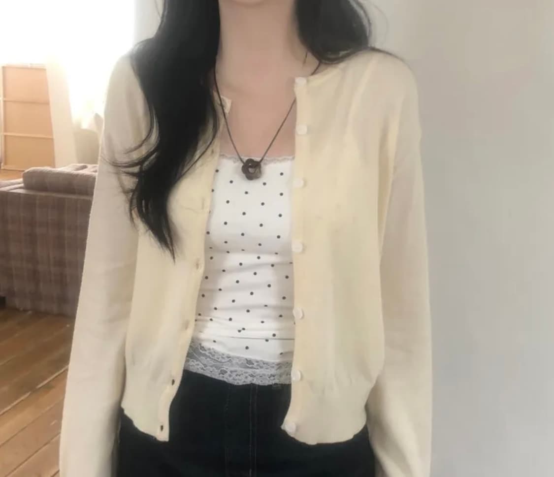 가디건,도트 티셔츠 (새거) 상품이미지1