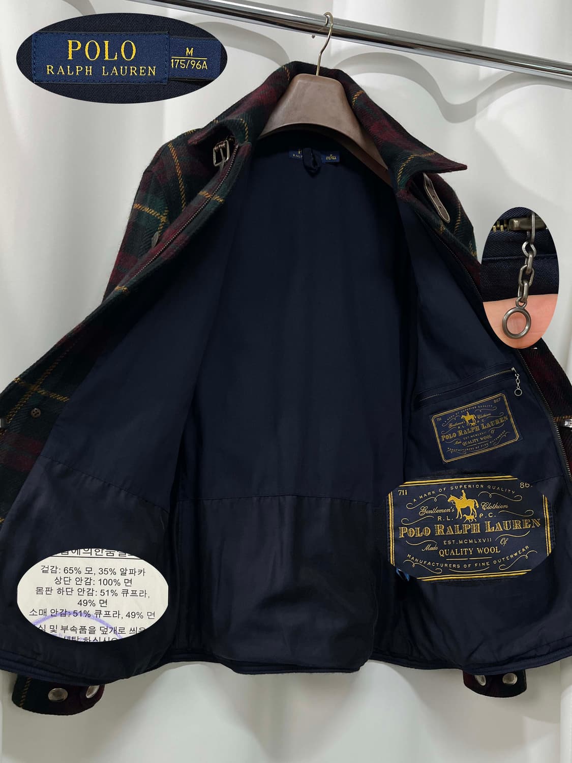 폴로 랄프로렌 인디언헤드 알파카 울 매키노 타탄체크 헌팅 자켓 상품이미지3