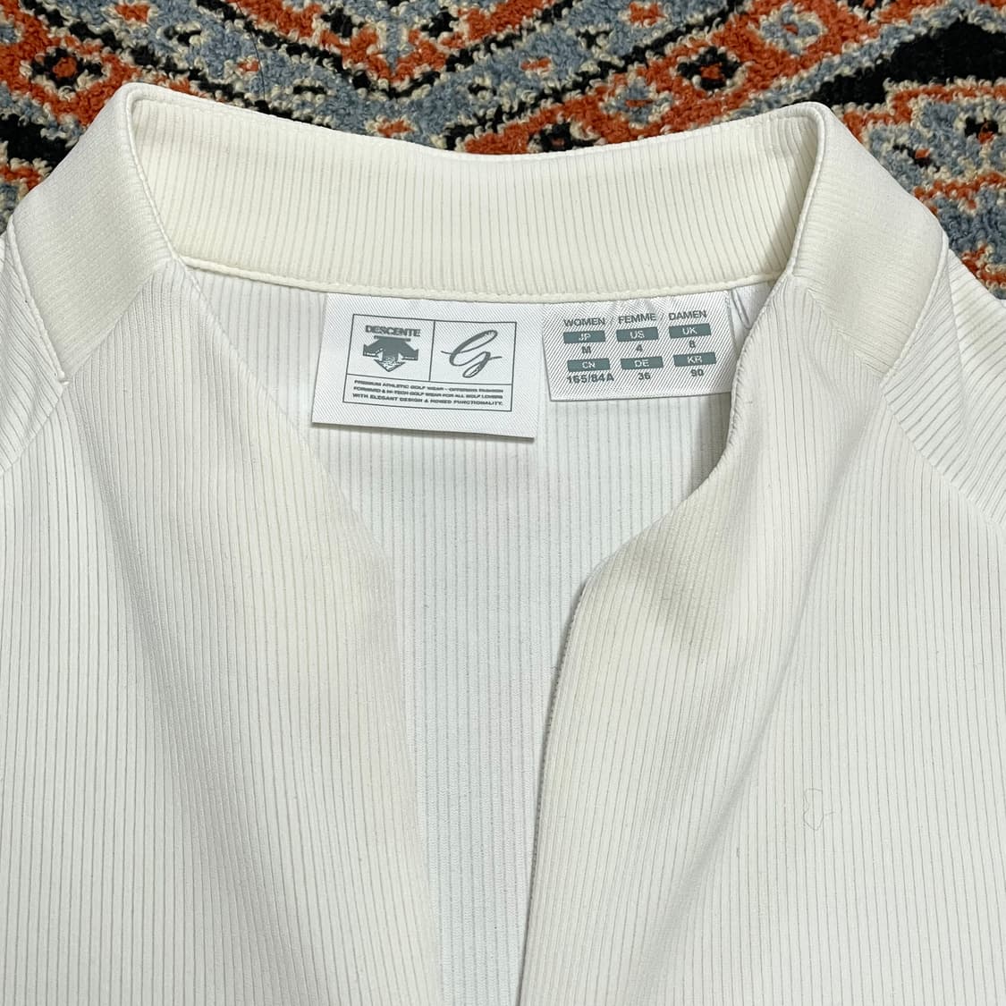 데상트 화이트 골지 골프티셔츠 여성M  상품이미지3