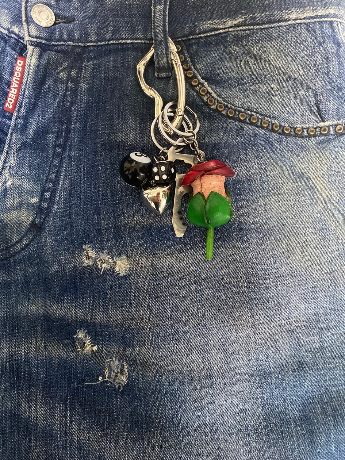 레트로 8볼 장미 키링 상품이미지4