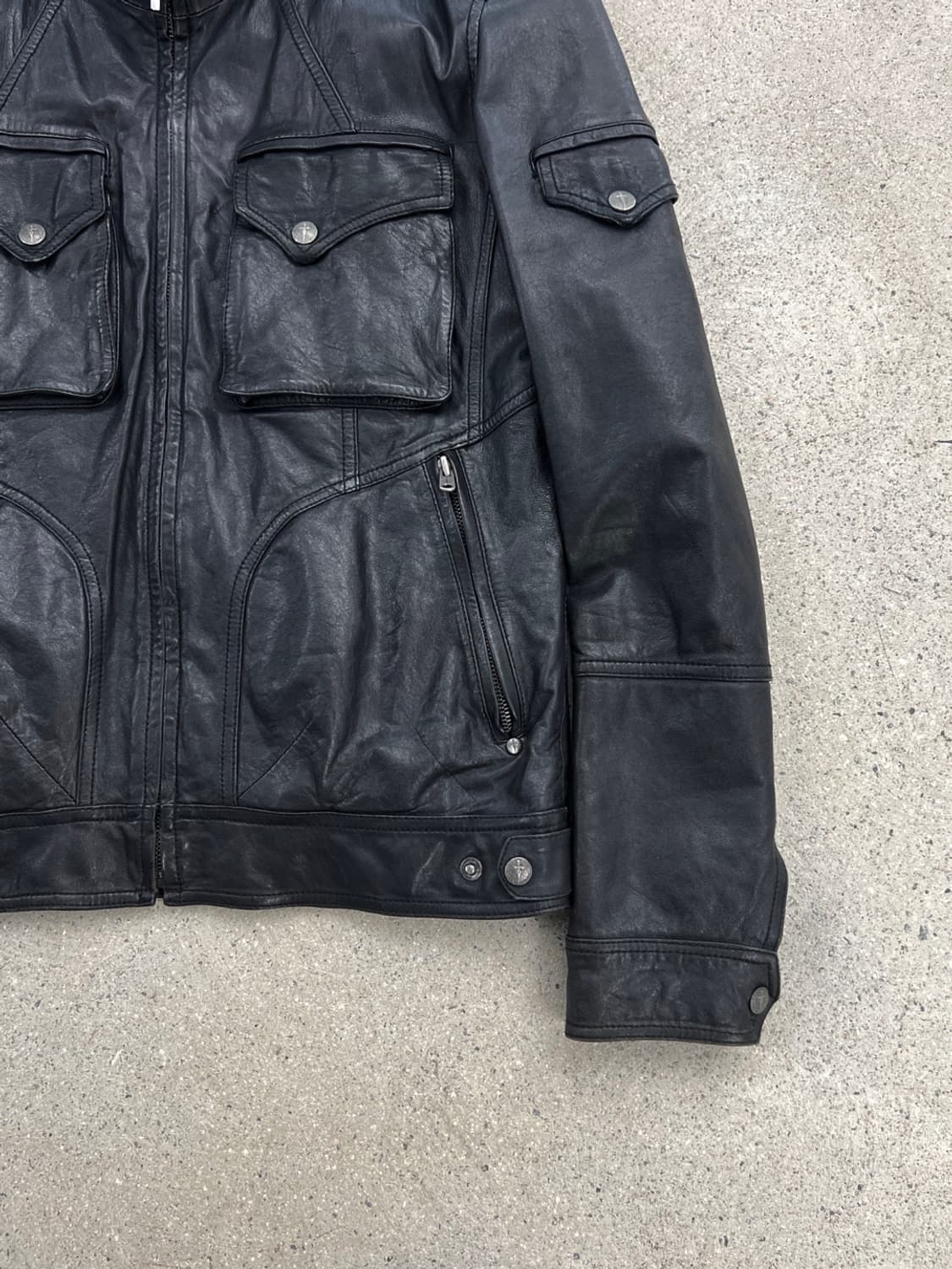톰보이 램스킨 투포켓 하이넥 레더 자켓 상품이미지6