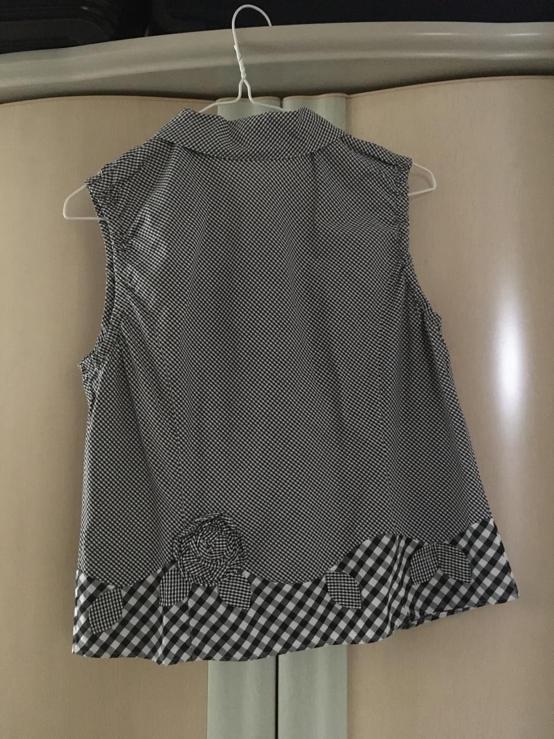 빈티지 꽃 체크 민소매 블라우스 베스트 상품이미지2