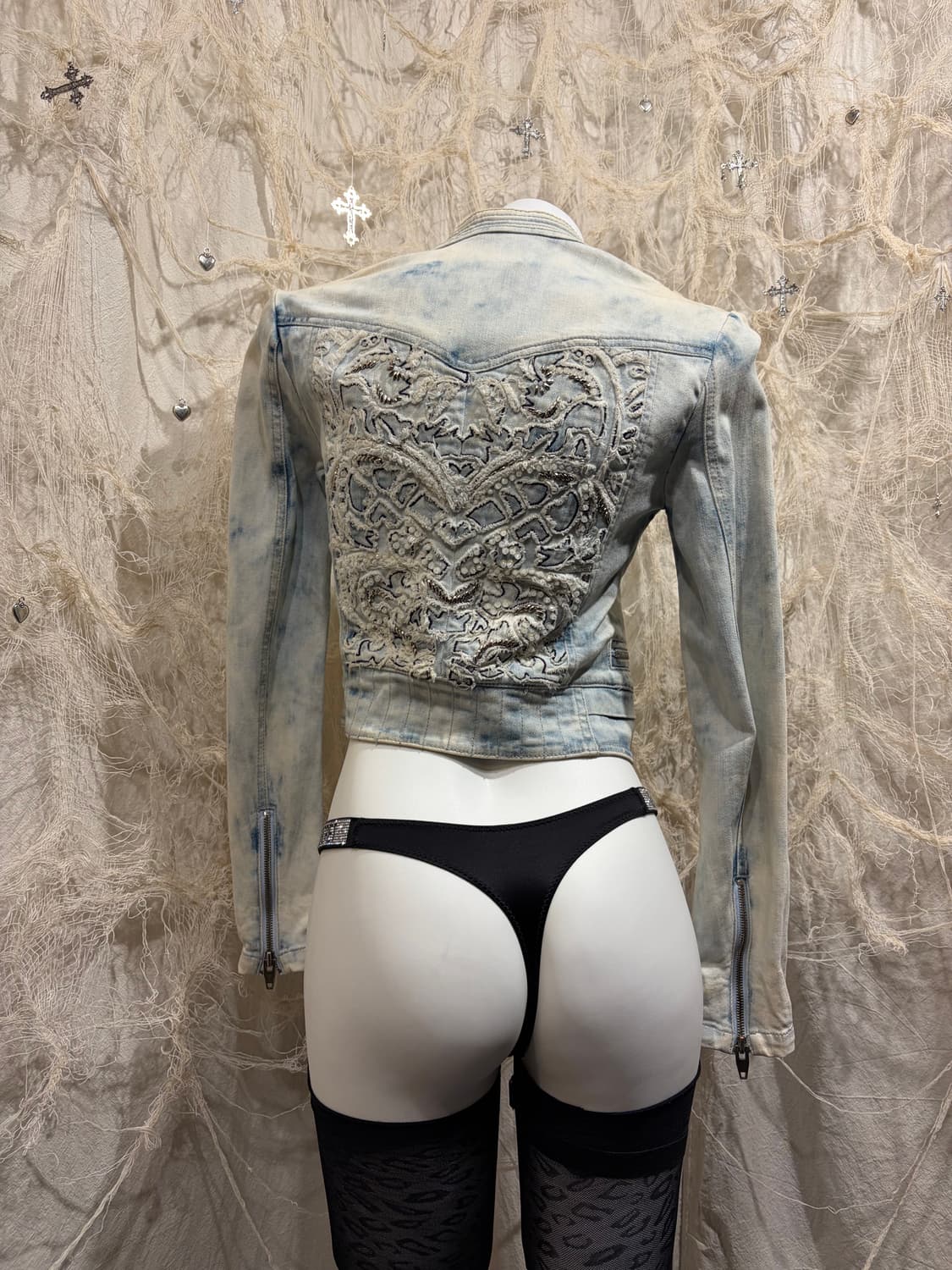 Oriental cubic washing crop zip  jacket 상품이미지5