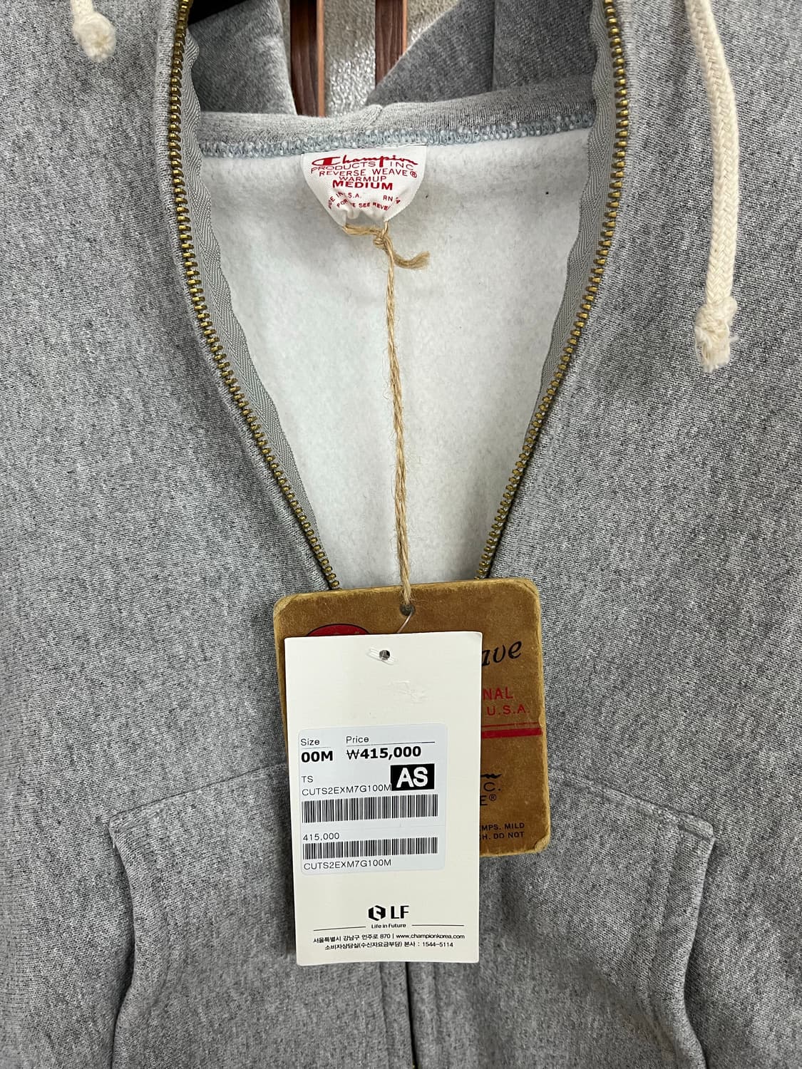 챔피온 리버스위브 made in usa 레드탭 후드집업 그레이 M 상품이미지7