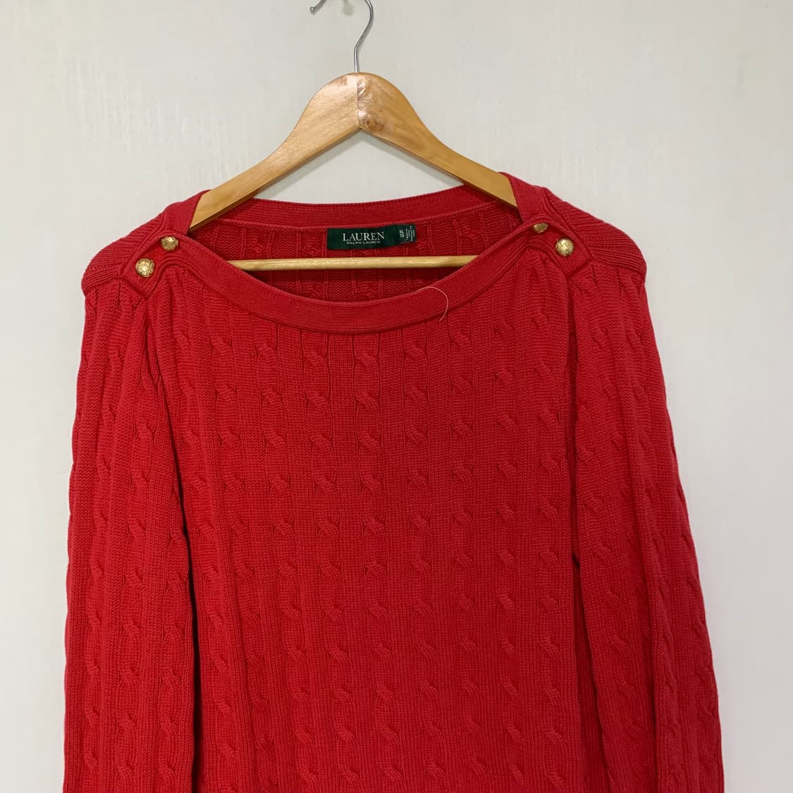 로렌 랄프로렌 빈티지 여성 스웨터 레드 케이블 꽈배기 니트 XL 상품이미지2