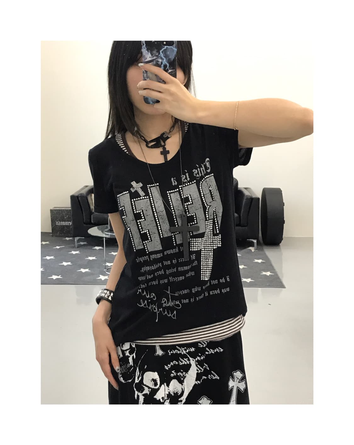 Jpn Y2k Cross Short Sleeve T-Shirts 상품이미지1