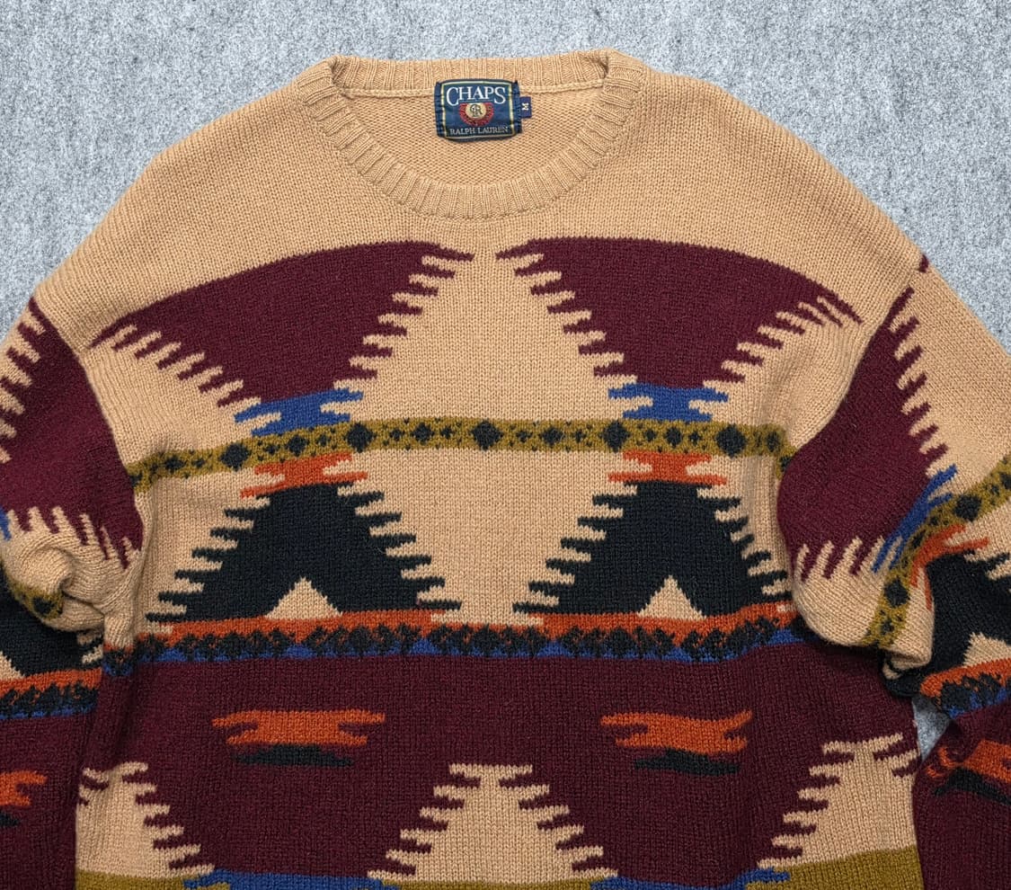 챕스 랄프로렌 90s 빈티지 나바호 패턴 울 니트 M 상품이미지3