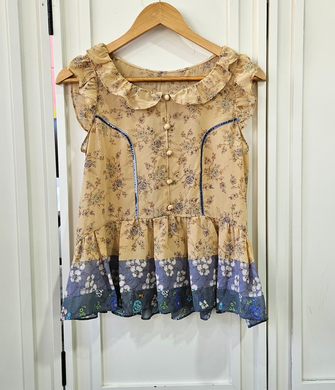 (JILL STUART) 빈티지 플로럴 프릴 튜닉 블라우스 상품이미지1