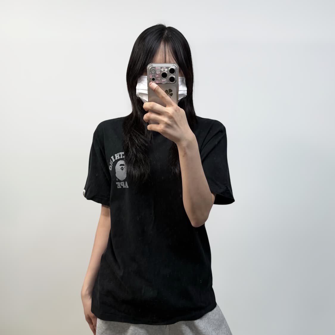 베이프 Bape 카모 컬리지 반팔티 블랙 상품이미지1