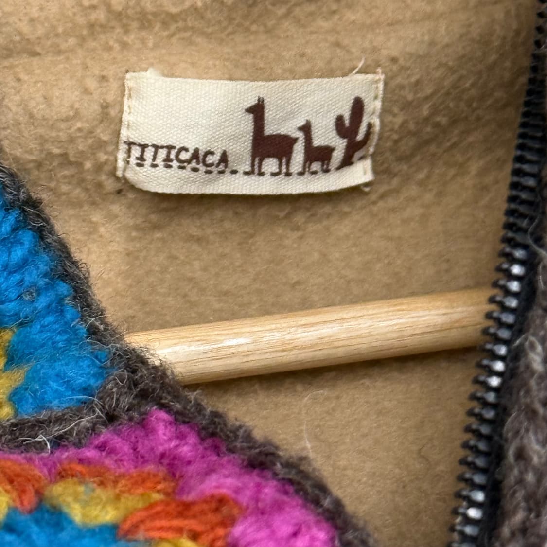 Titicaca 모티브 니트 울 뜨개질 후드집업 상품이미지3