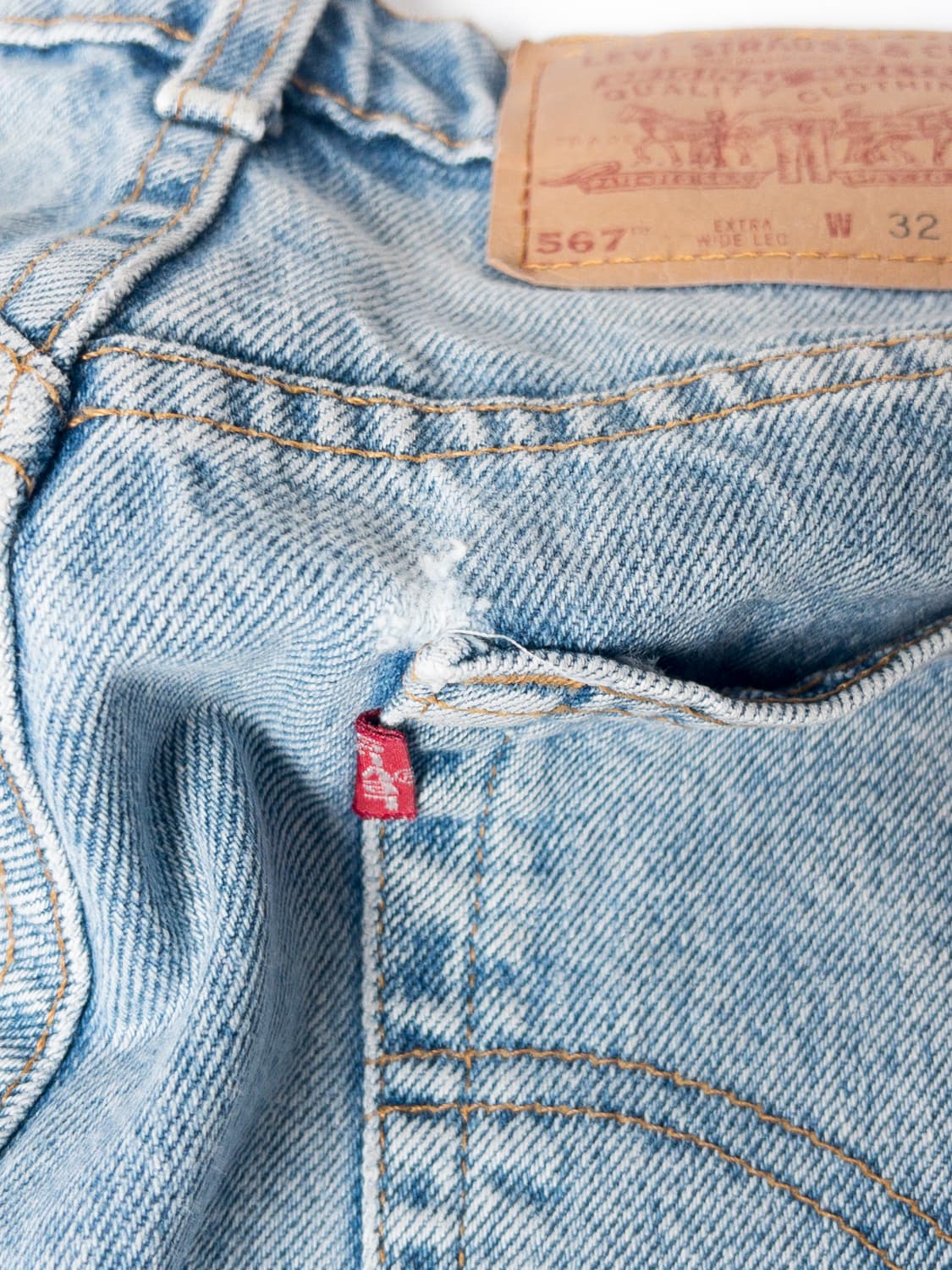 90’s 미제 리바이스 567 루즈 핏 엑스트라 와이드 레그 32x30 상품이미지7