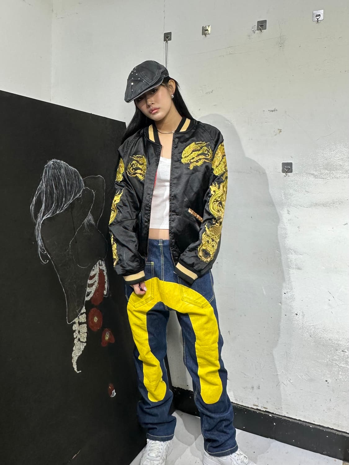 Jpn 일본빈티지 오리엔탈 태국 양면 검빨 스카잔 자켓 상품이미지2