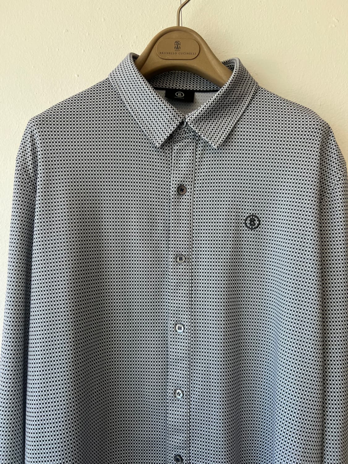 보그너 남성 그레이체크 기능성 긴팔셔츠 골프셔츠 상품이미지1