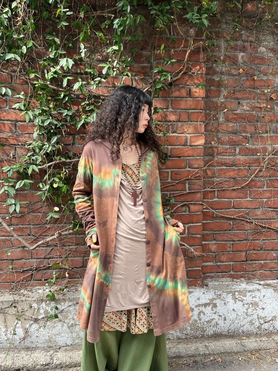 히피 타이다이 면 후드 가디건 상품이미지1