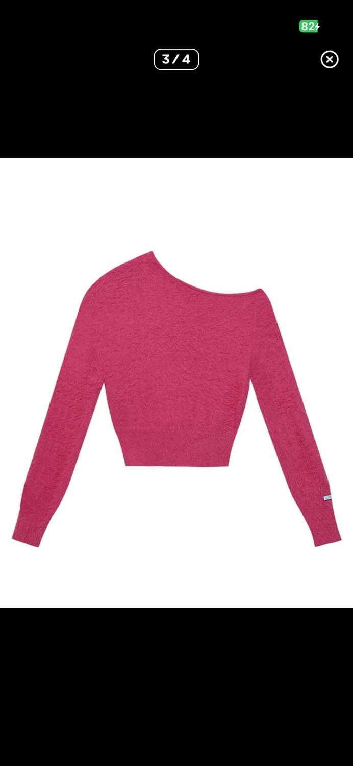 인스턴트펑크 모헤어 원 숄더 니트 핑크 상품이미지5