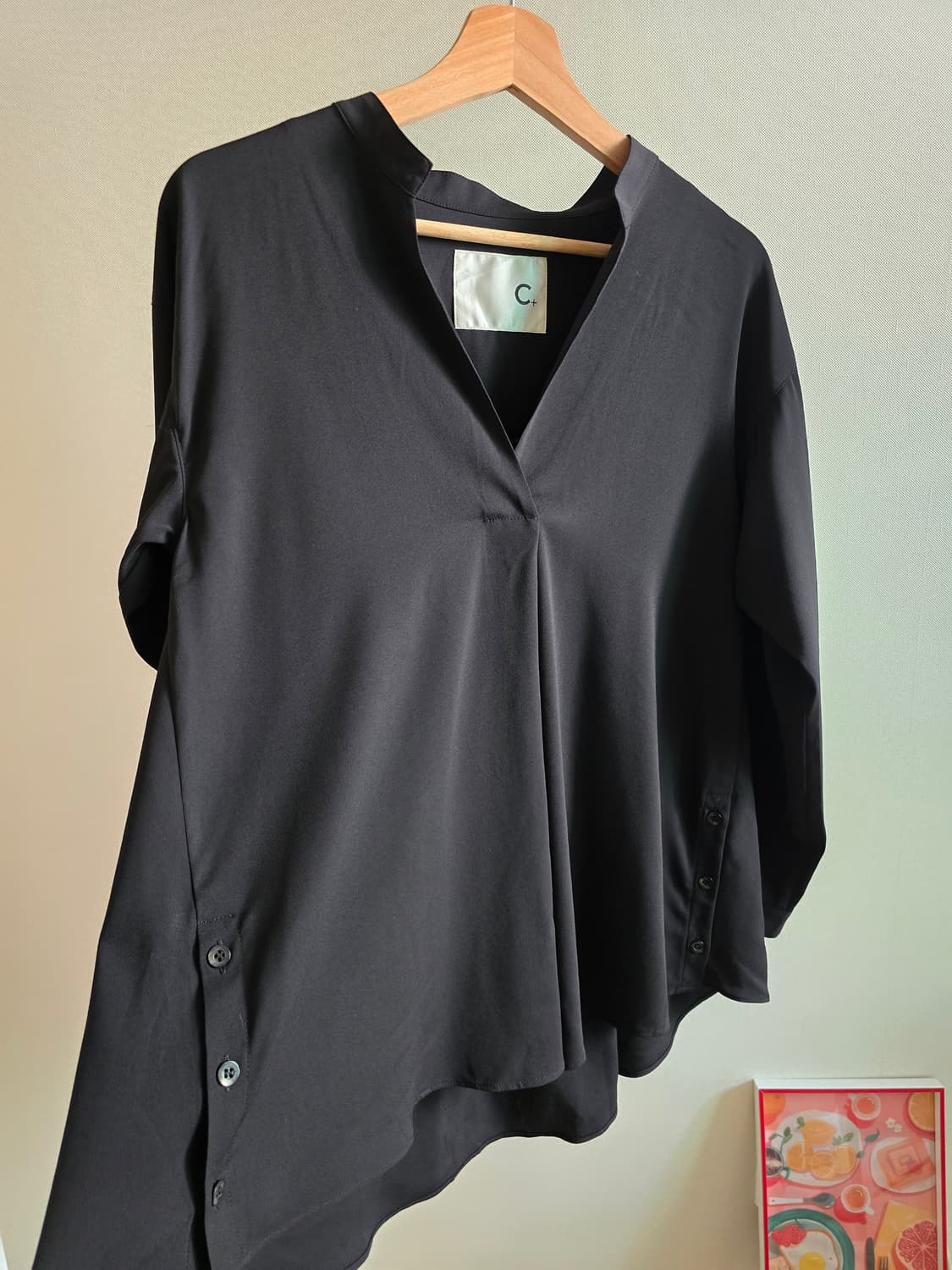 C+ Flared Black Blouse Made in Japan 상품이미지2