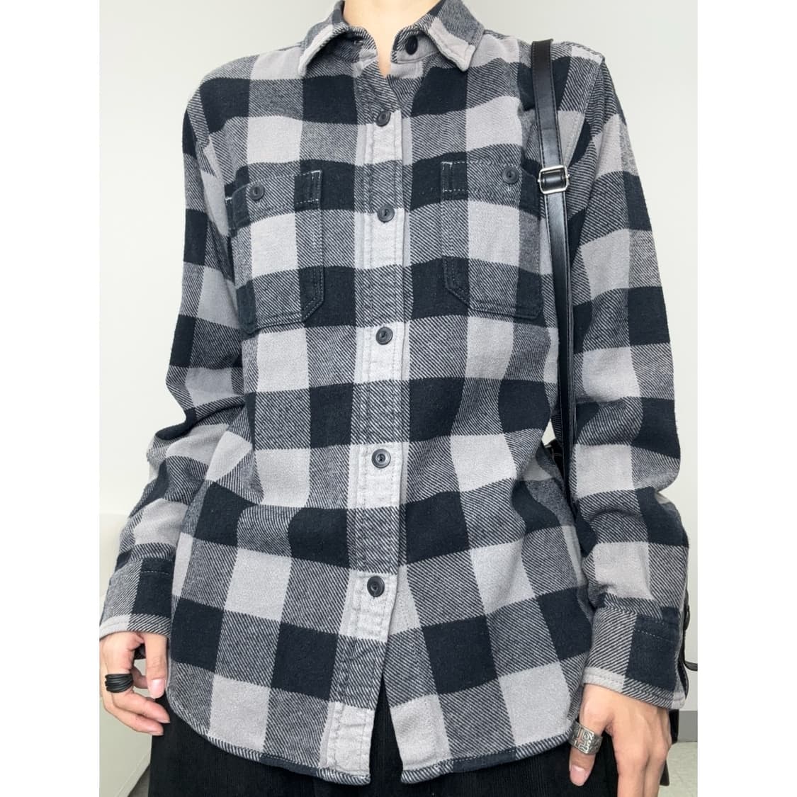 빈티지 그레이 체크 셔츠 상품이미지1