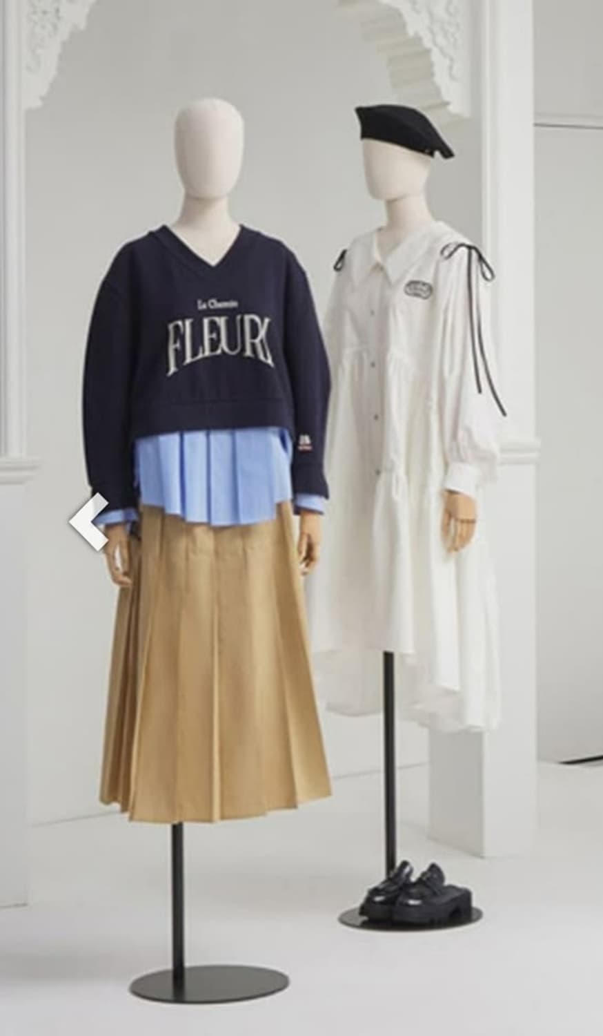 오즈세컨 O2nd 2022 빅카라 리본 디테일 셔츠형 원피스 상품이미지1