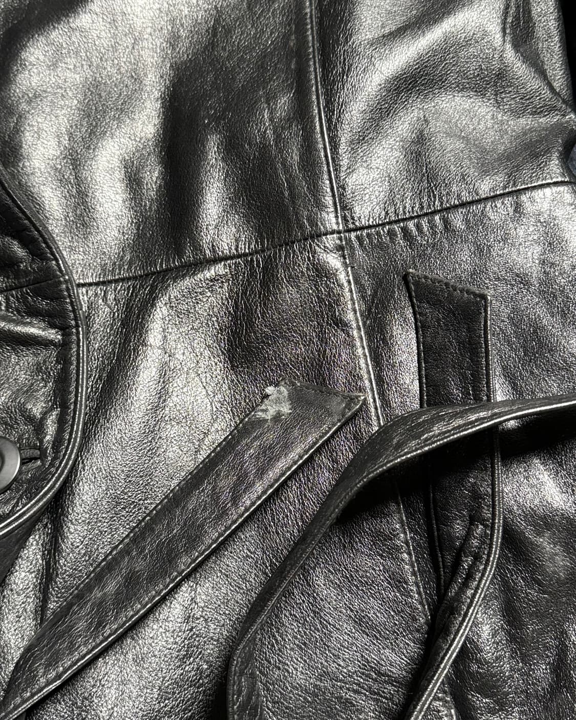 윌슨 레더 레더 벨티드 자켓 M 상품이미지4