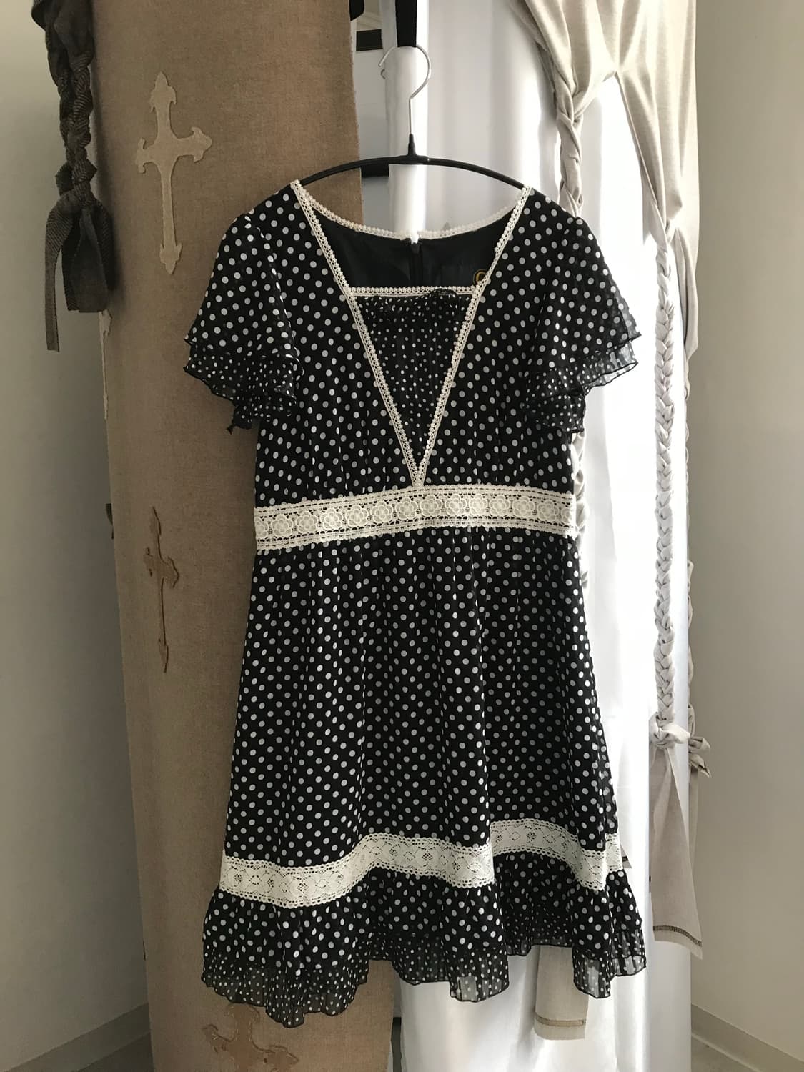 vintage dot pattern lace one-piece 상품이미지4