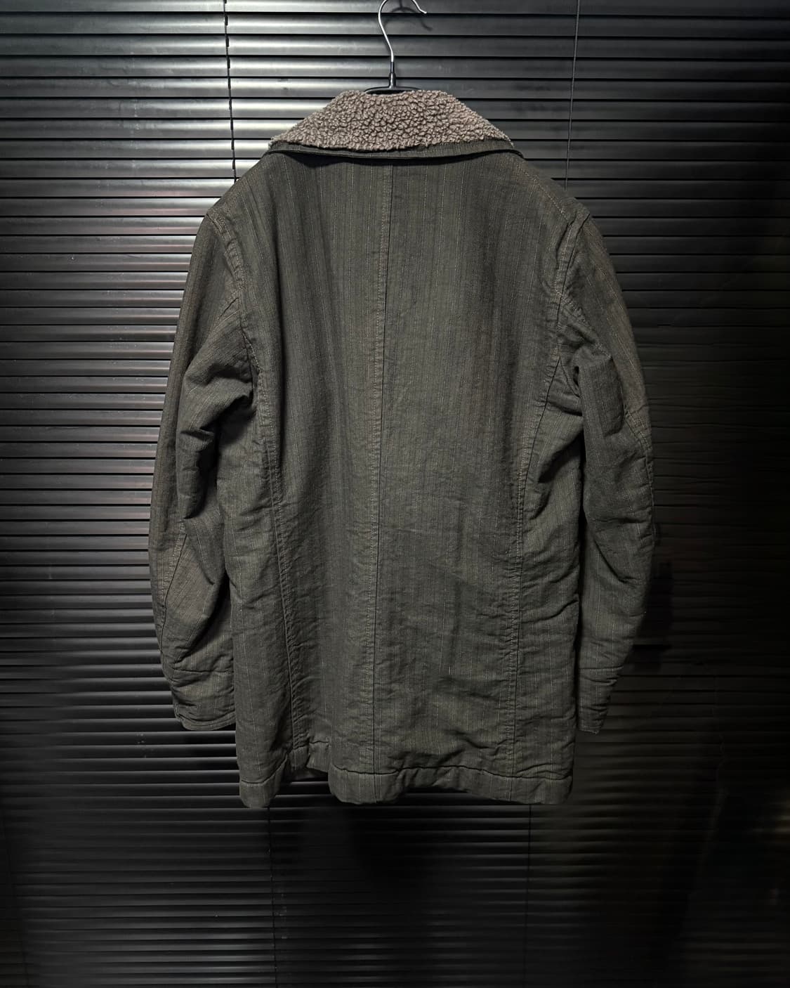 리바이스 헤링본 스트라이프 데님 쉐르파 트러커 더블 피코트 부클 양털 M 상품이미지5