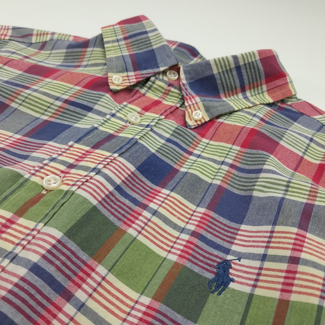 CN864 L 폴로 랄프로렌 클래식 매드라스 체크 긴팔 셔츠 남방 상품이미지5