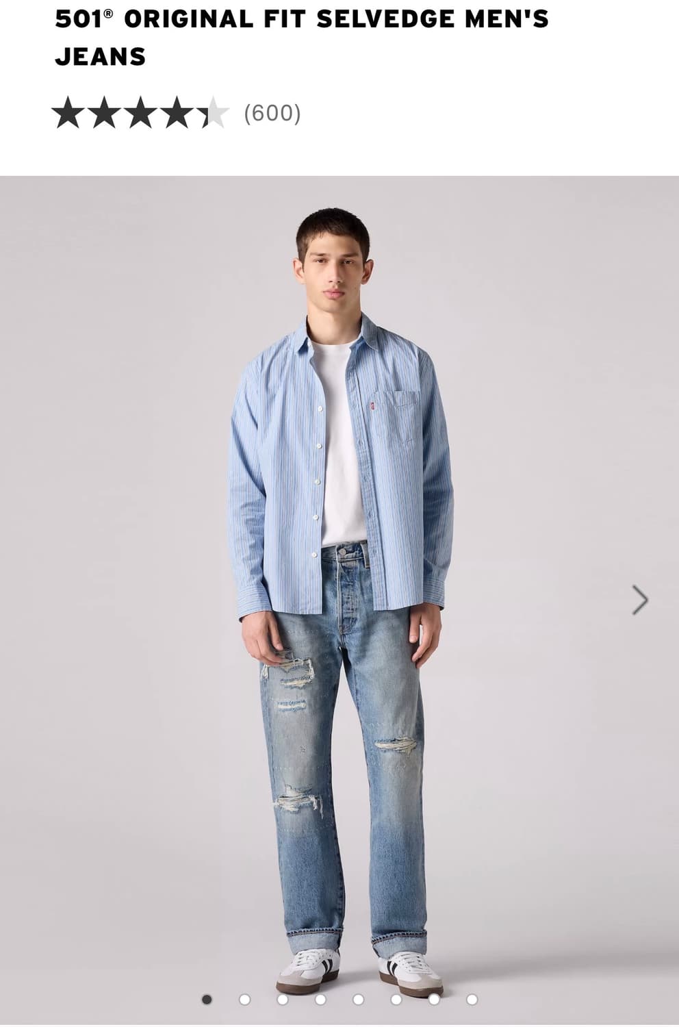 리바이스 501 셀비지 터콰이즈 데님 34x32 상품이미지5