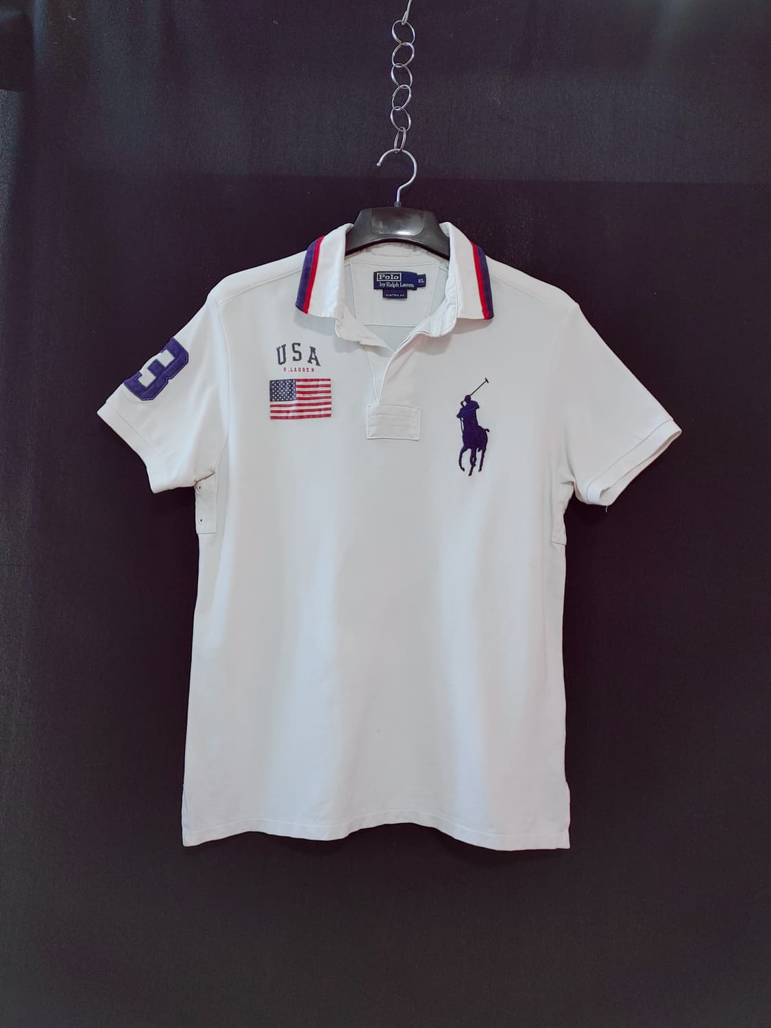 POLO RALPHLAUREN 폴로 랄프로렌 빅포니자수 반팔PK(흰곤) 상품이미지1