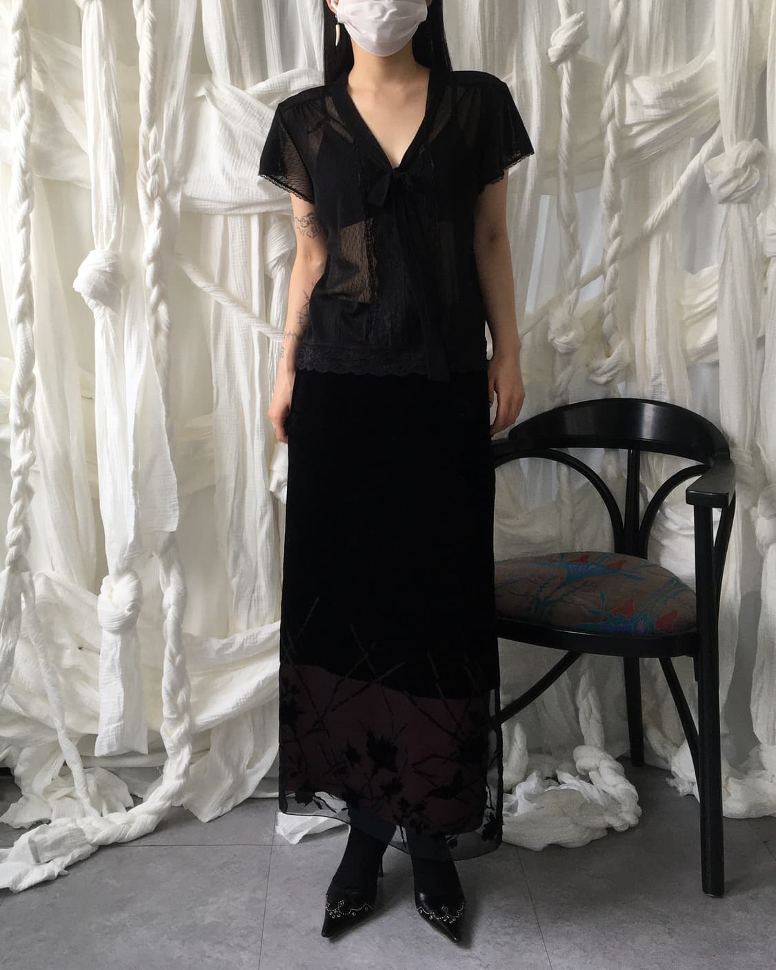 Oriental mood velvet long skirt 상품이미지7