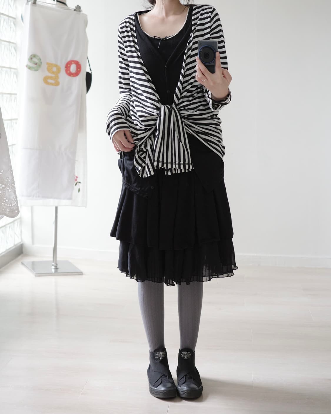 Monochrome striped layered cardigan 상품이미지9