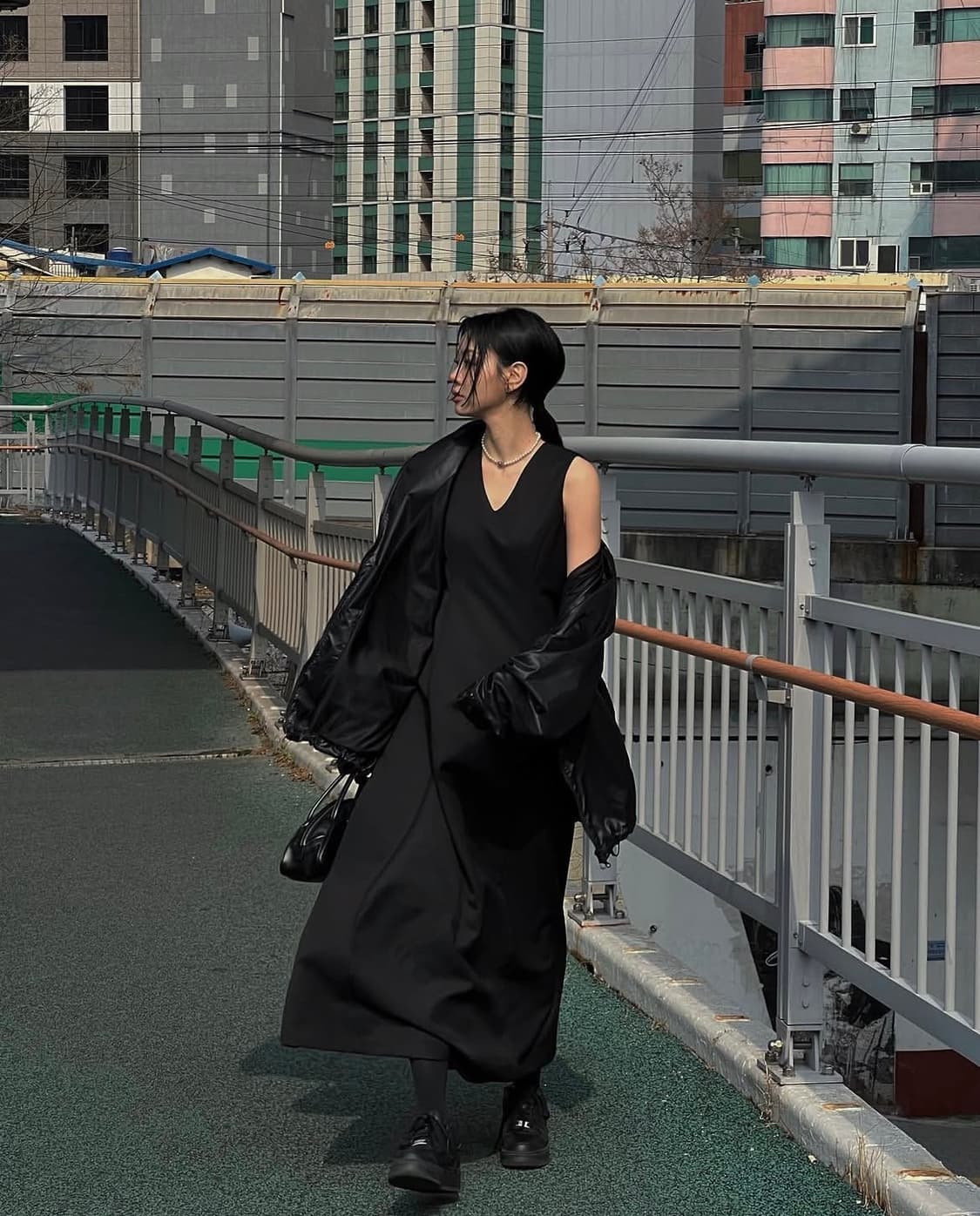 트리밍버드V-neck Flare Long One-piece 상품이미지2