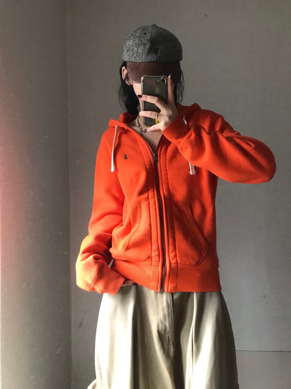 폴로 오렌지 스웻 후드집업 상품이미지1