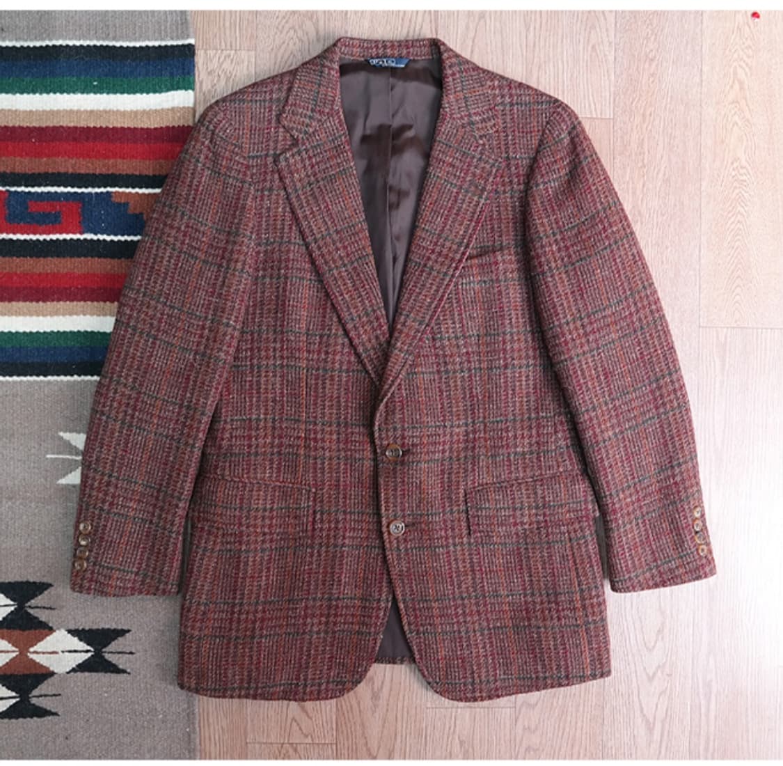 일본판 폴로랄프로렌 울100% 트위드 체크자켓 M 상품이미지3